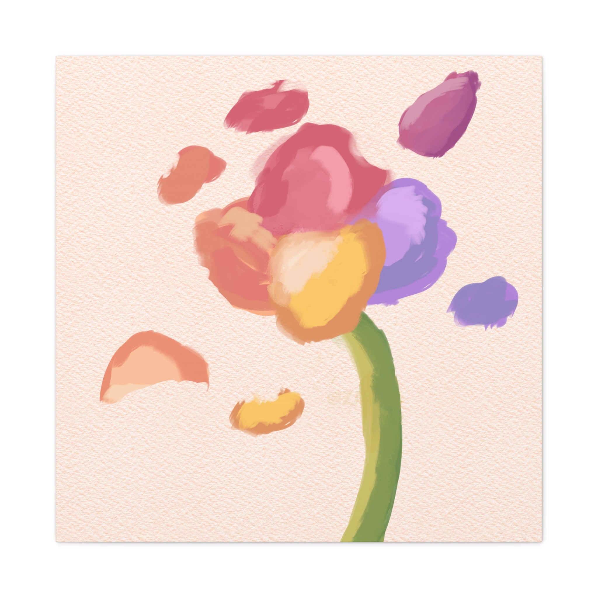 Abstract Watercolor Flower Canvas Print — Pastel Bloom Wall Art