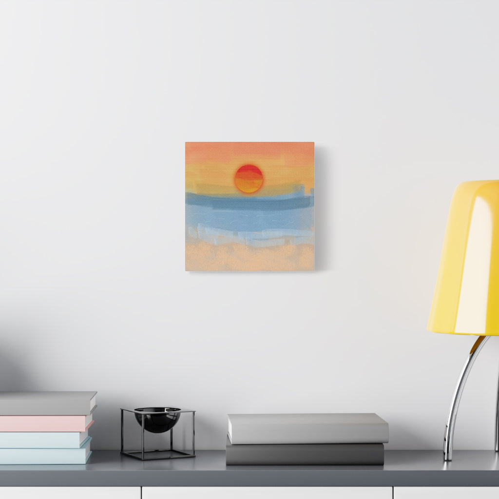 Sunset Beach Matte Canvas Wall Art — Abstract Coastal Sunset Print
