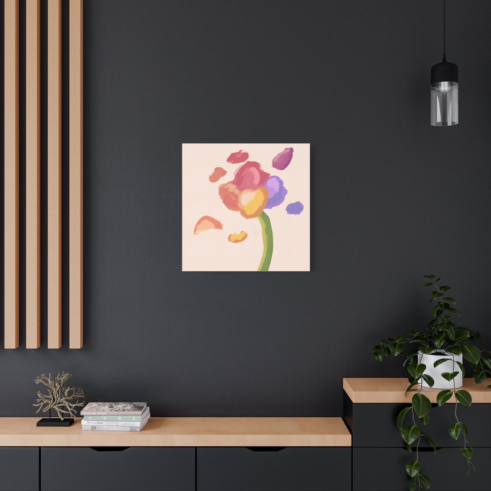 Abstract Watercolor Flower Canvas Print — Pastel Bloom Wall Art