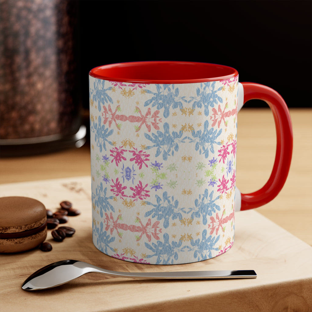 Blue Pastel Floral Accent Mug — Pink Interior Coffee Cup