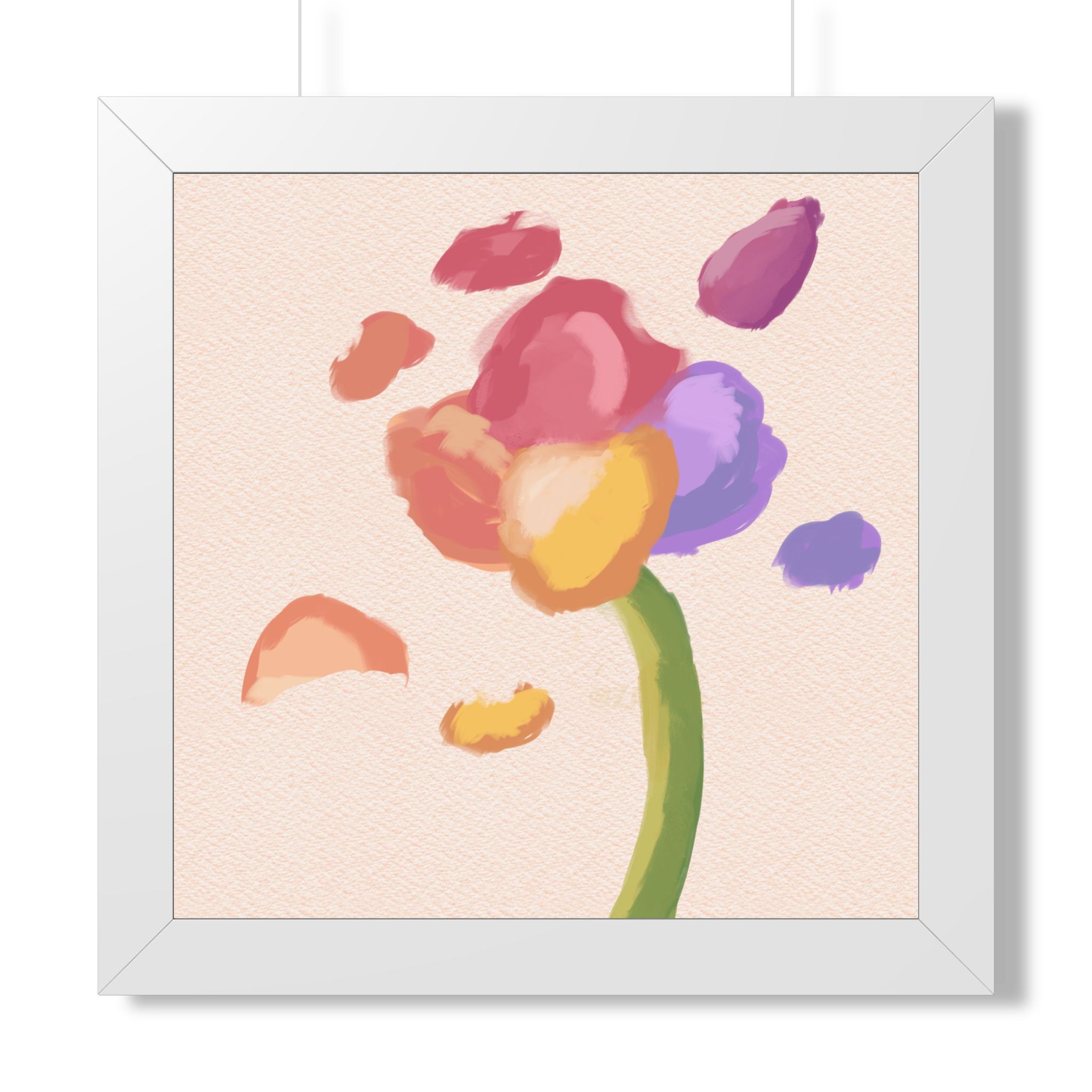 Abstract Floral Wall Art Framed Poster — Colorful Watercolor Flower Print