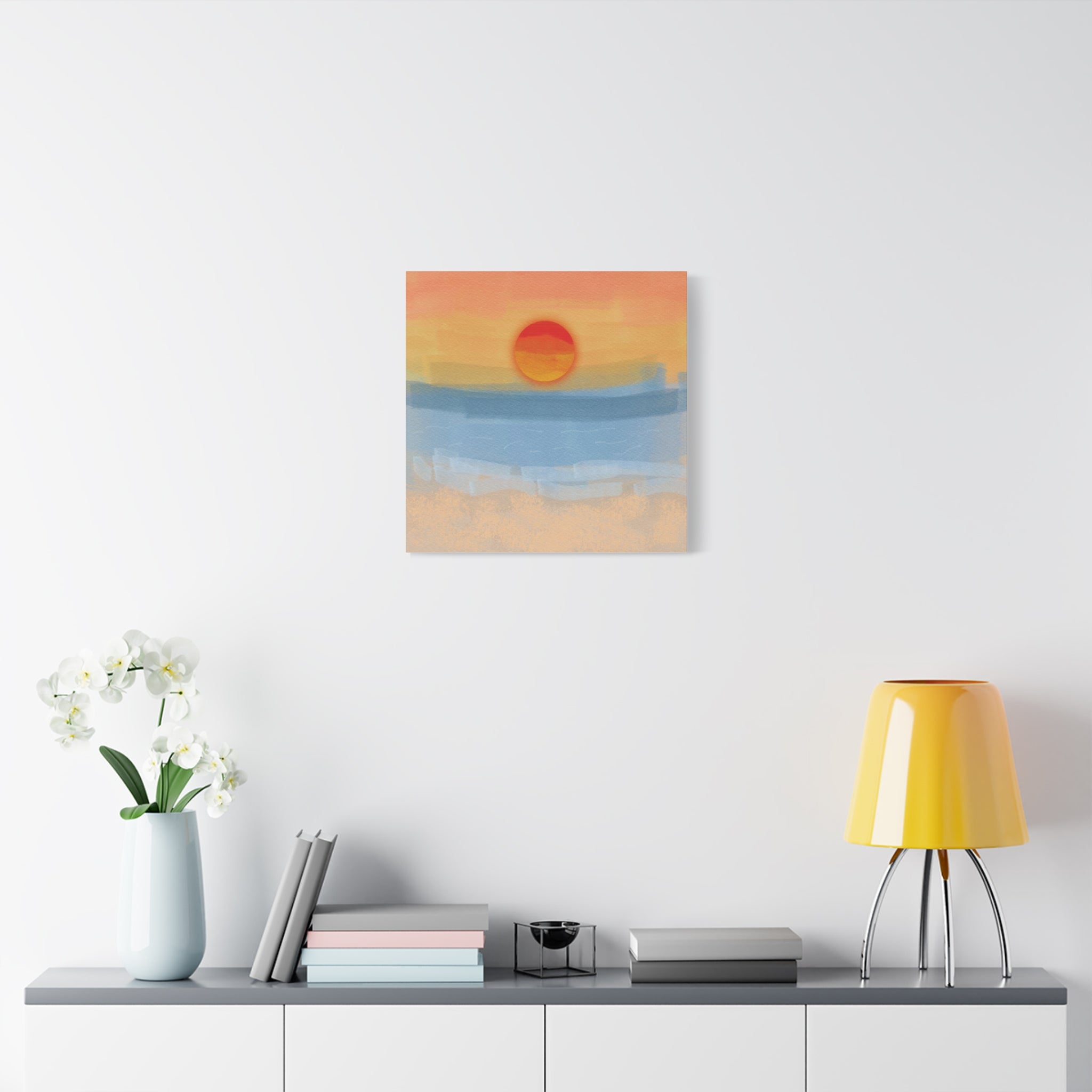 Sunset Beach Matte Canvas Wall Art — Abstract Coastal Sunset Print