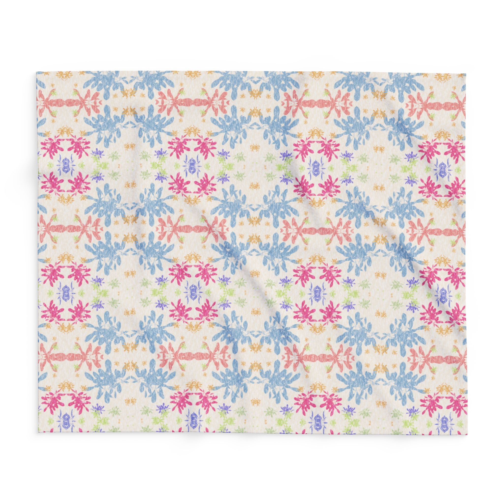 Blue Arctic Fleece Blanket — Pastel Snowflake Pattern Cozy Throw