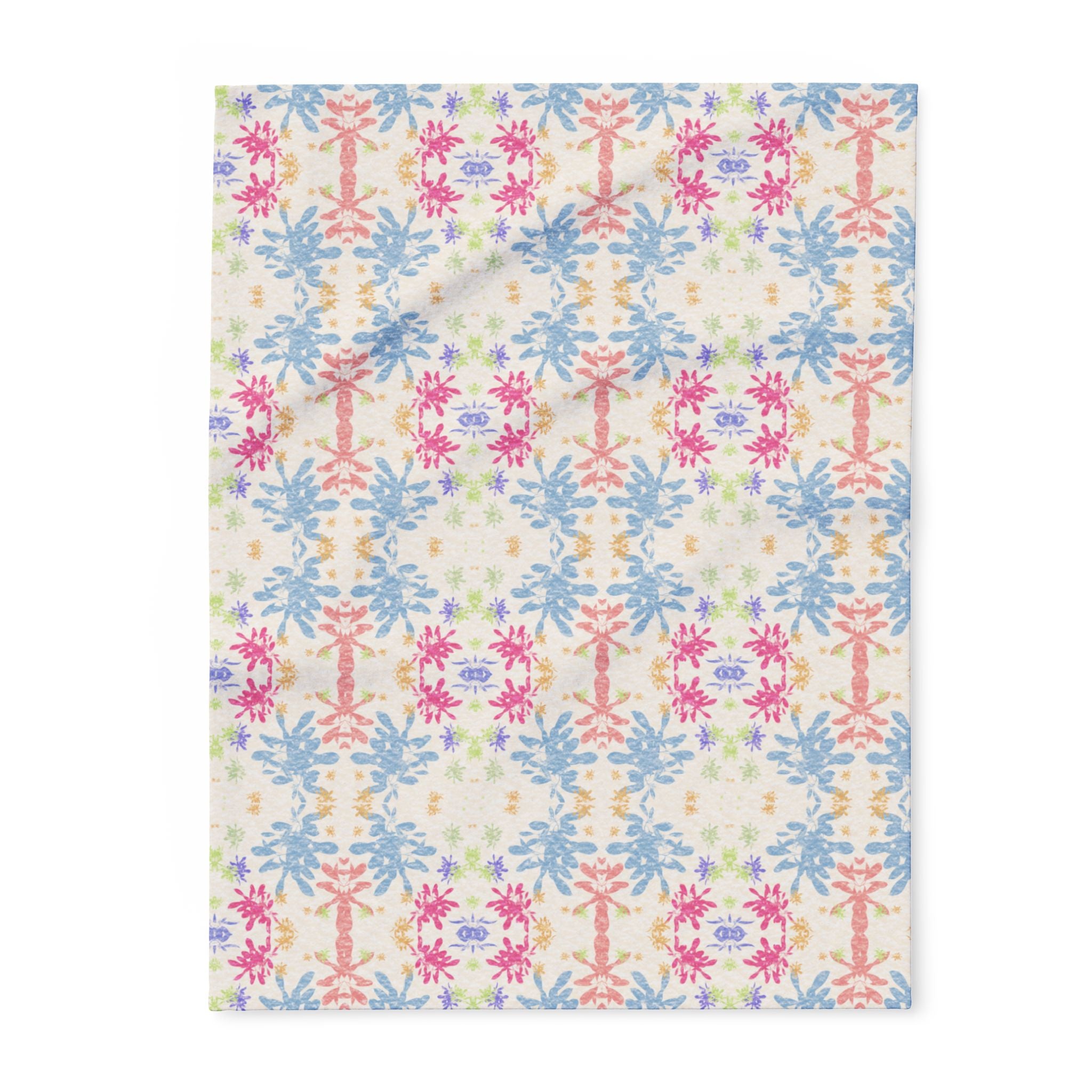 Blue Arctic Fleece Blanket — Pastel Snowflake Pattern Cozy Throw