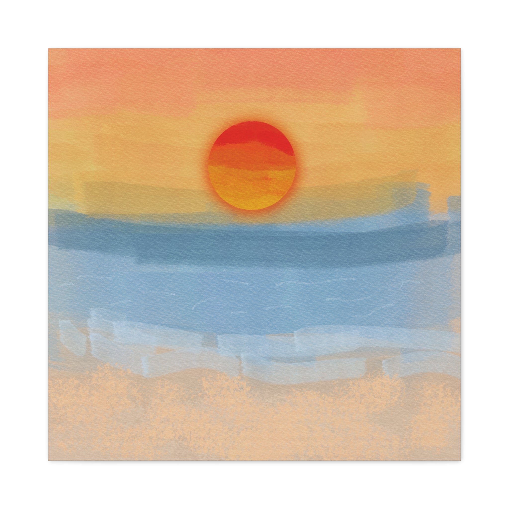 Sunset Beach Matte Canvas Wall Art — Abstract Coastal Sunset Print