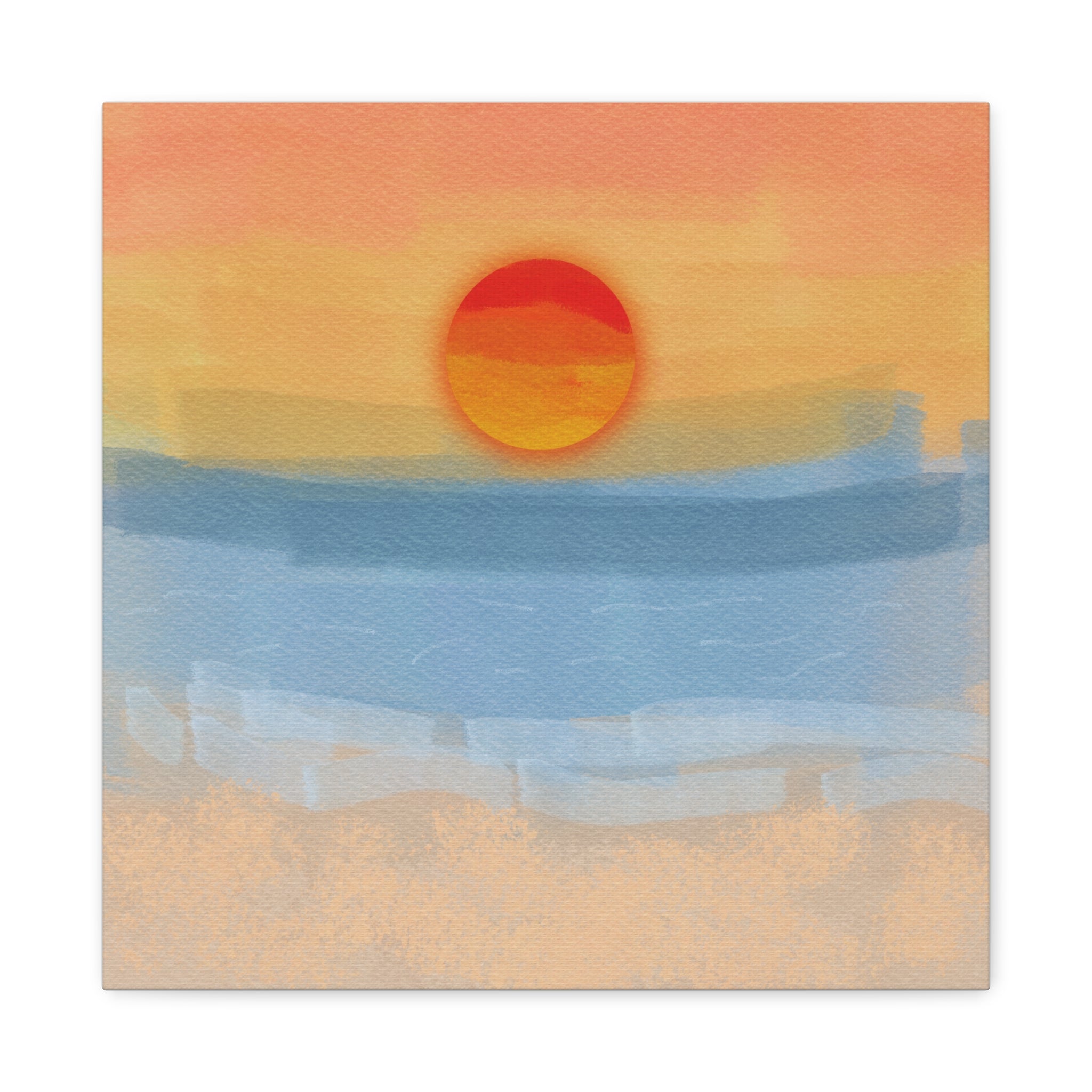 Sunset Beach Matte Canvas Wall Art — Abstract Coastal Sunset Print