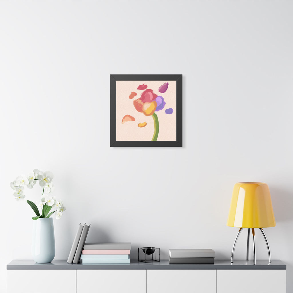 Abstract Floral Wall Art Framed Poster — Colorful Watercolor Flower Print