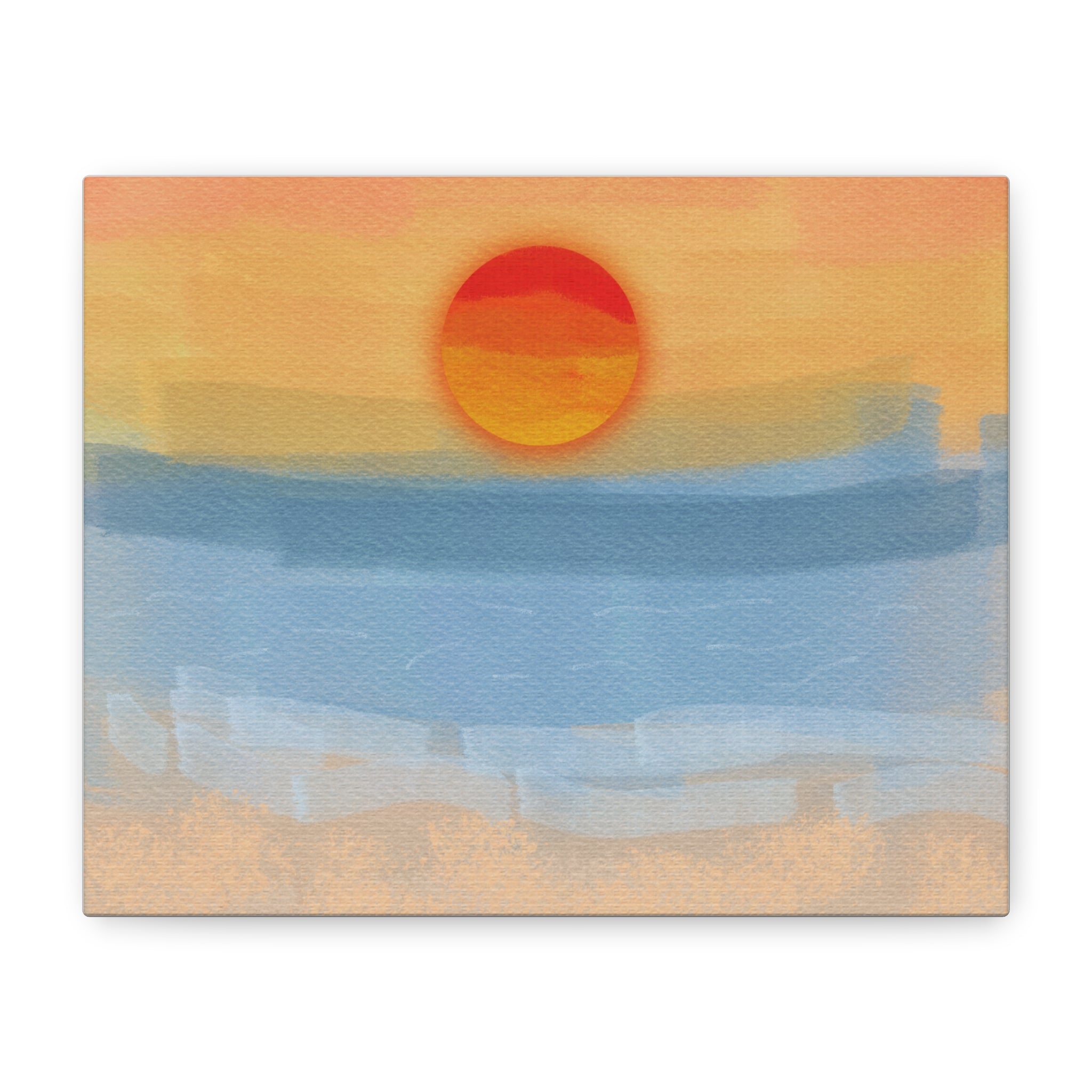 Sunset Beach Matte Canvas Wall Art — Abstract Coastal Sunset Print