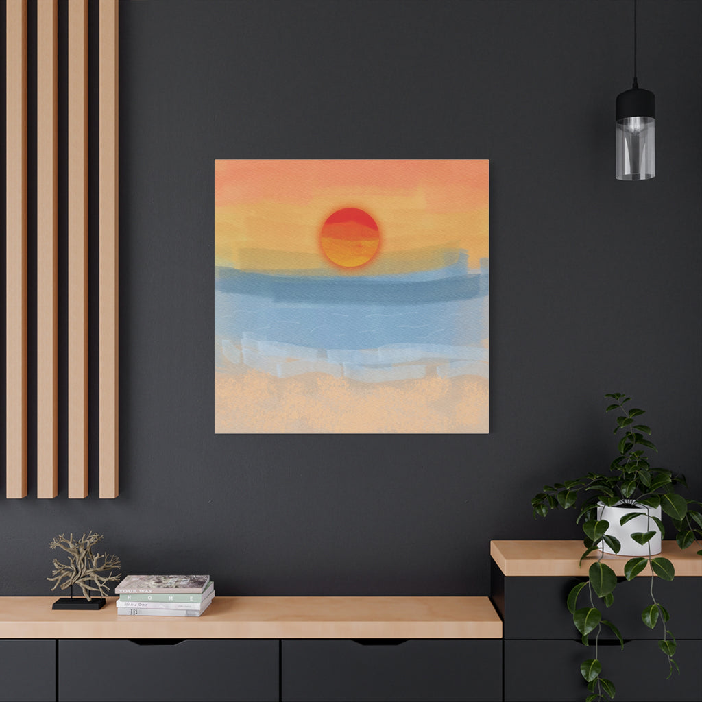 Sunset Beach Matte Canvas Wall Art — Abstract Coastal Sunset Print