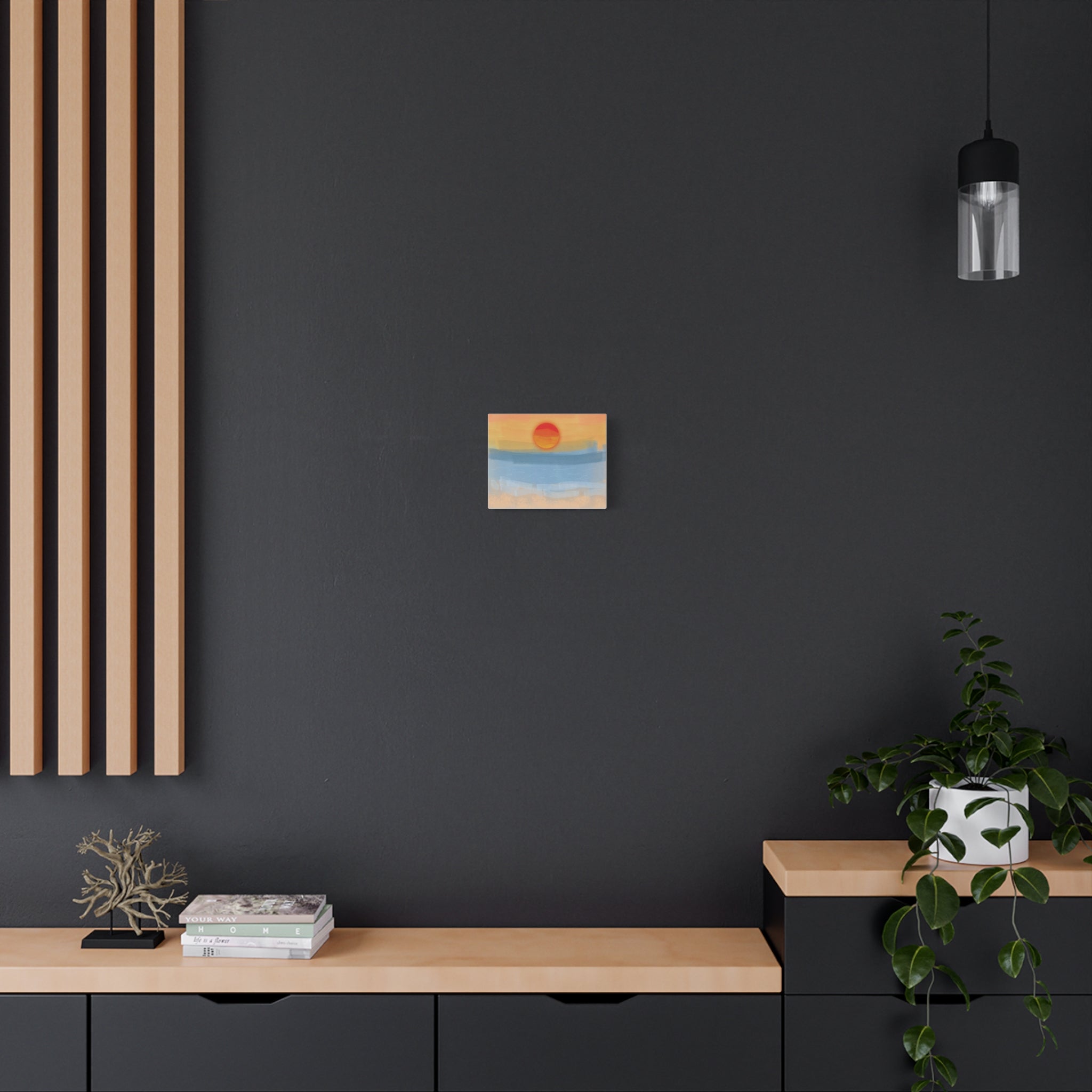 Sunset Beach Matte Canvas Wall Art — Abstract Coastal Sunset Print
