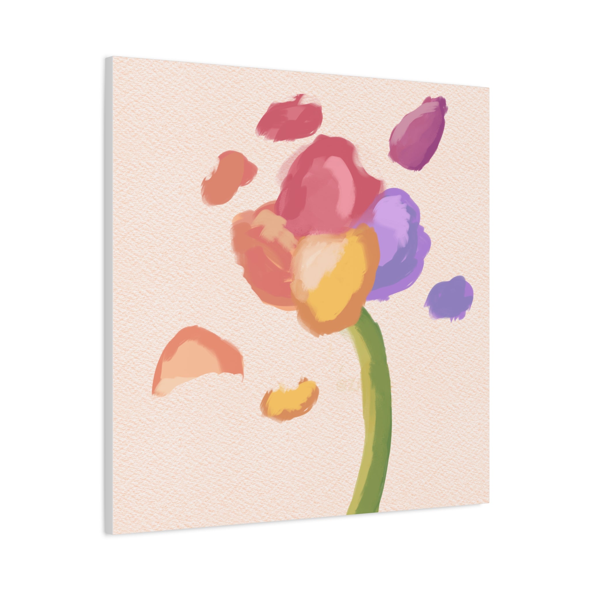 Abstract Watercolor Flower Canvas Print — Pastel Bloom Wall Art