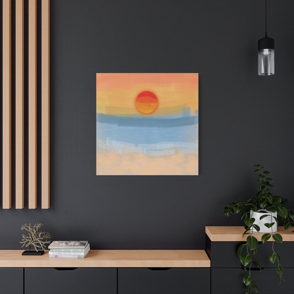 Sunset Beach Matte Canvas Wall Art — Abstract Coastal Sunset Print