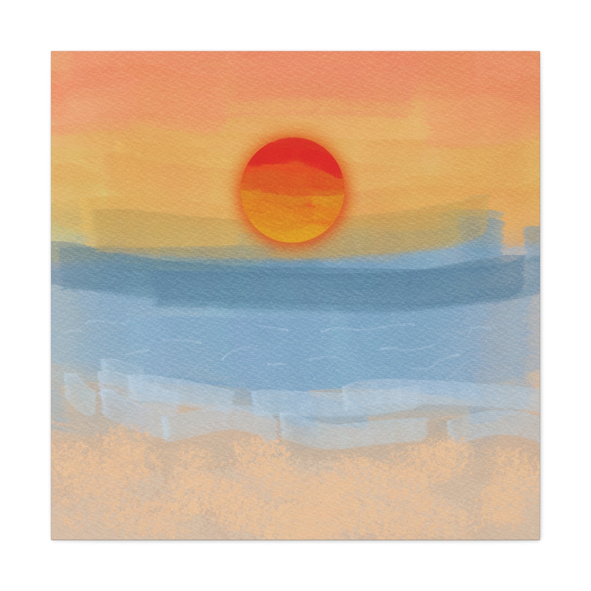 Sunset Beach Matte Canvas Wall Art — Abstract Coastal Sunset Print