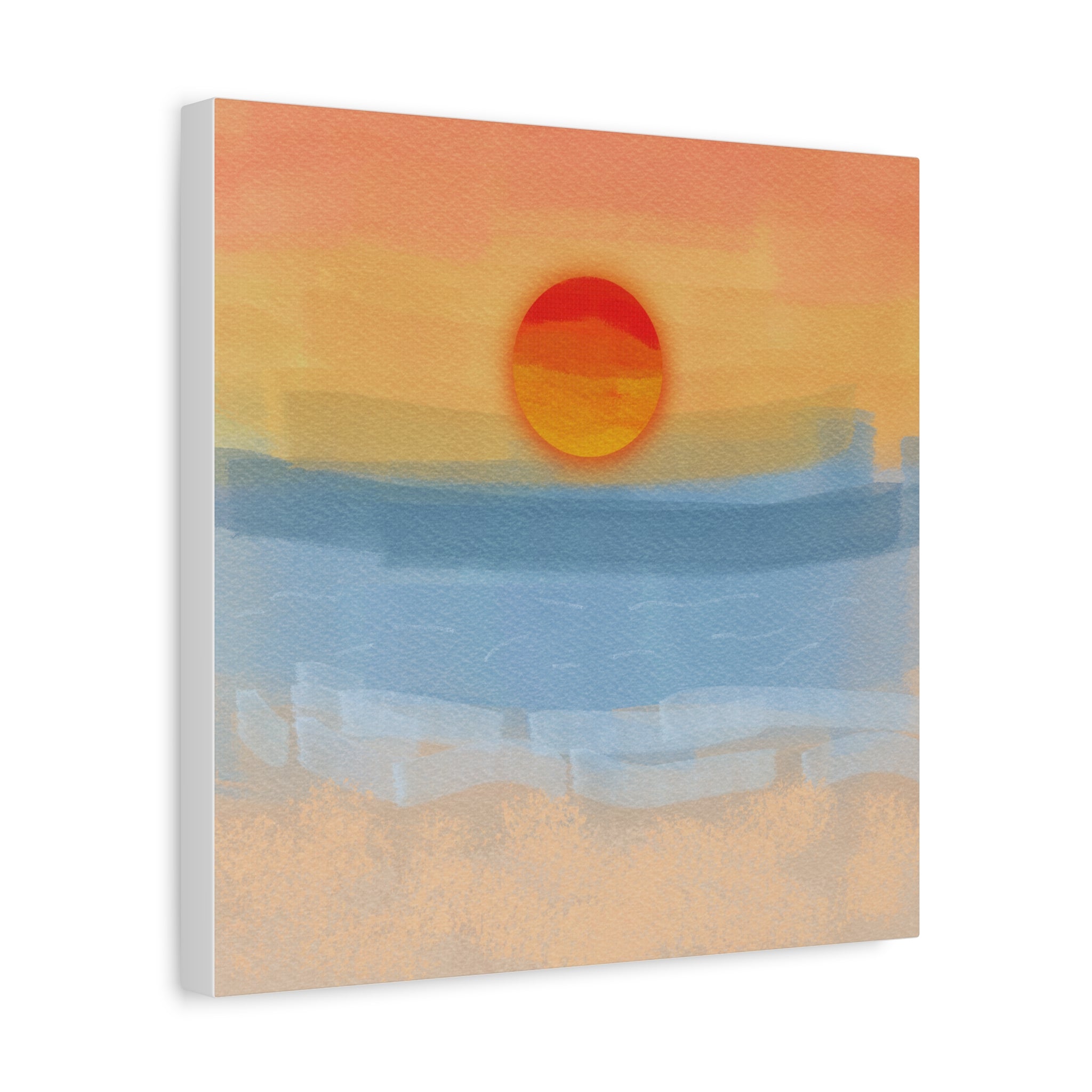 Sunset Beach Matte Canvas Wall Art — Abstract Coastal Sunset Print