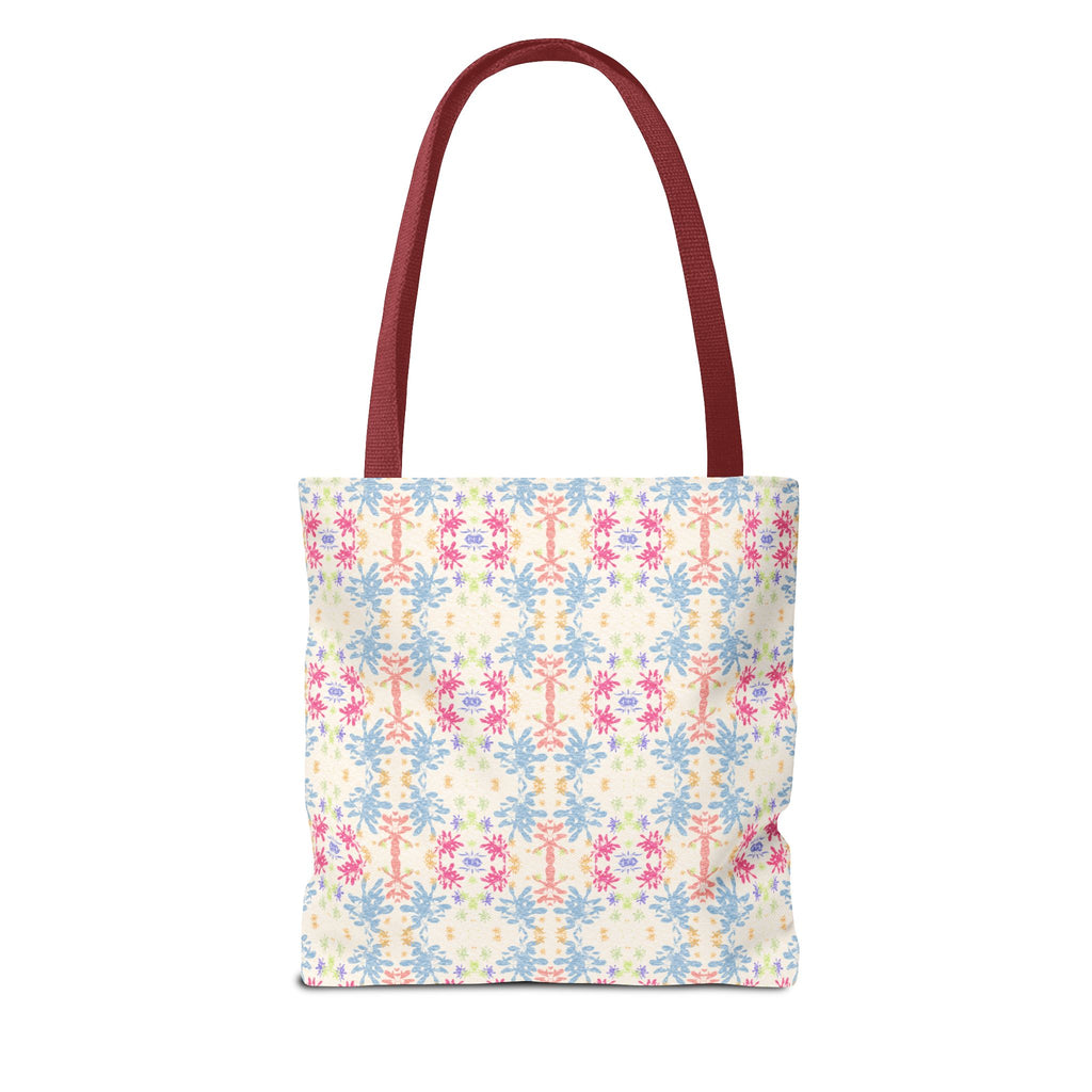Blue Floral Pastel Pattern Tote Bag — Lightweight All-Over-Print Shoppern.