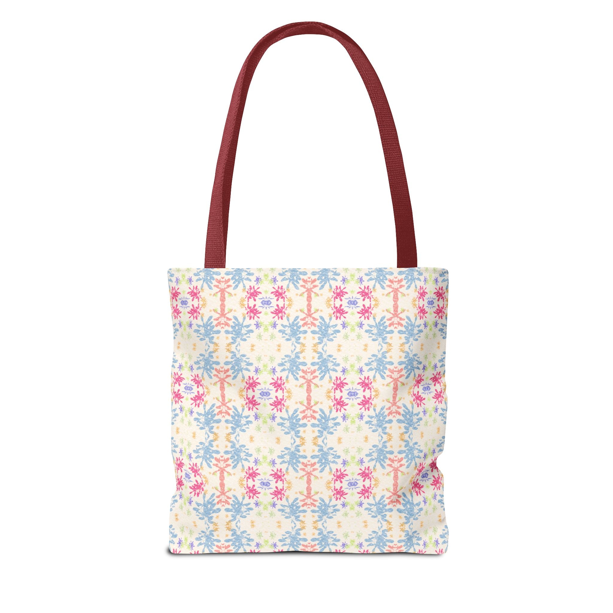 Blue Floral Pastel Pattern Tote Bag — Lightweight All-Over-Print Shoppern.