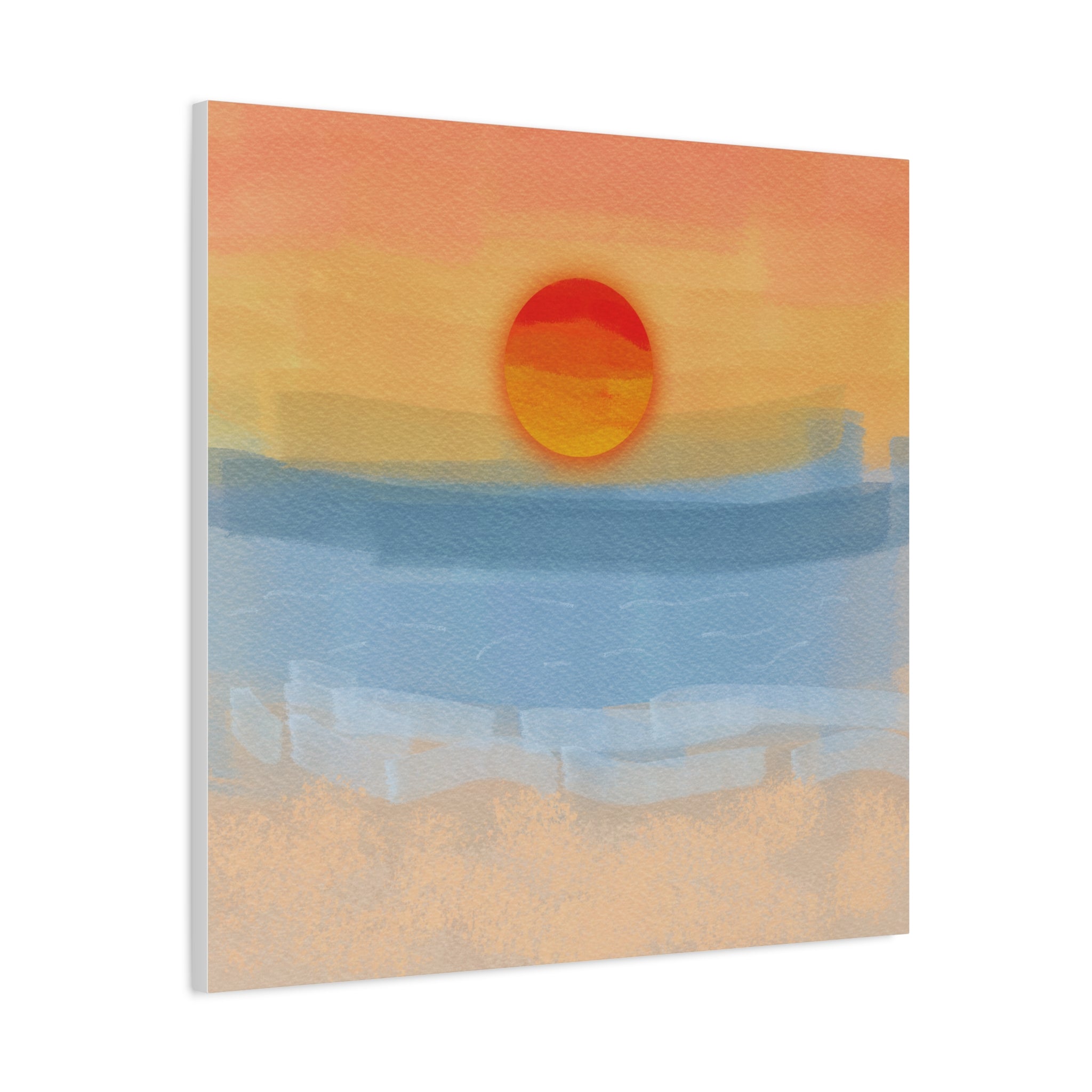 Sunset Beach Matte Canvas Wall Art — Abstract Coastal Sunset Print