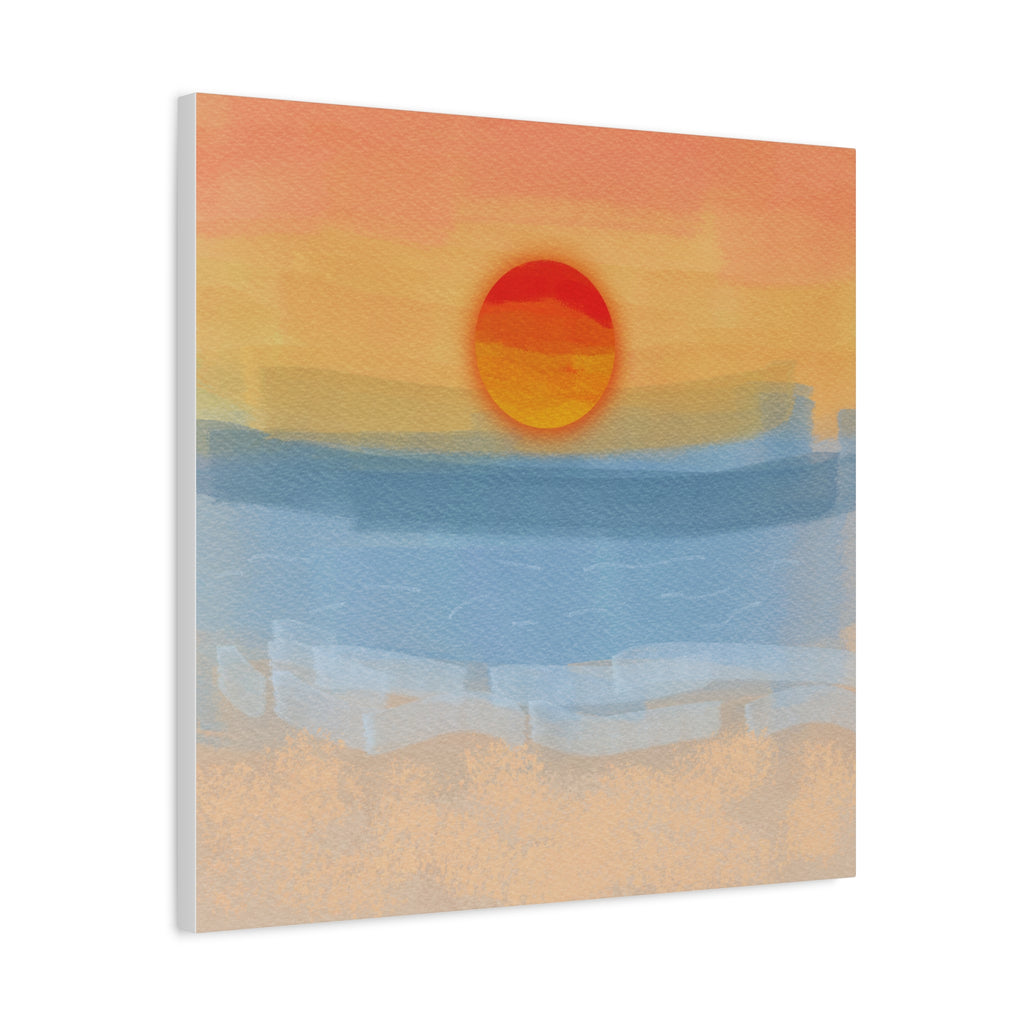 Sunset Beach Matte Canvas Wall Art — Abstract Coastal Sunset Print