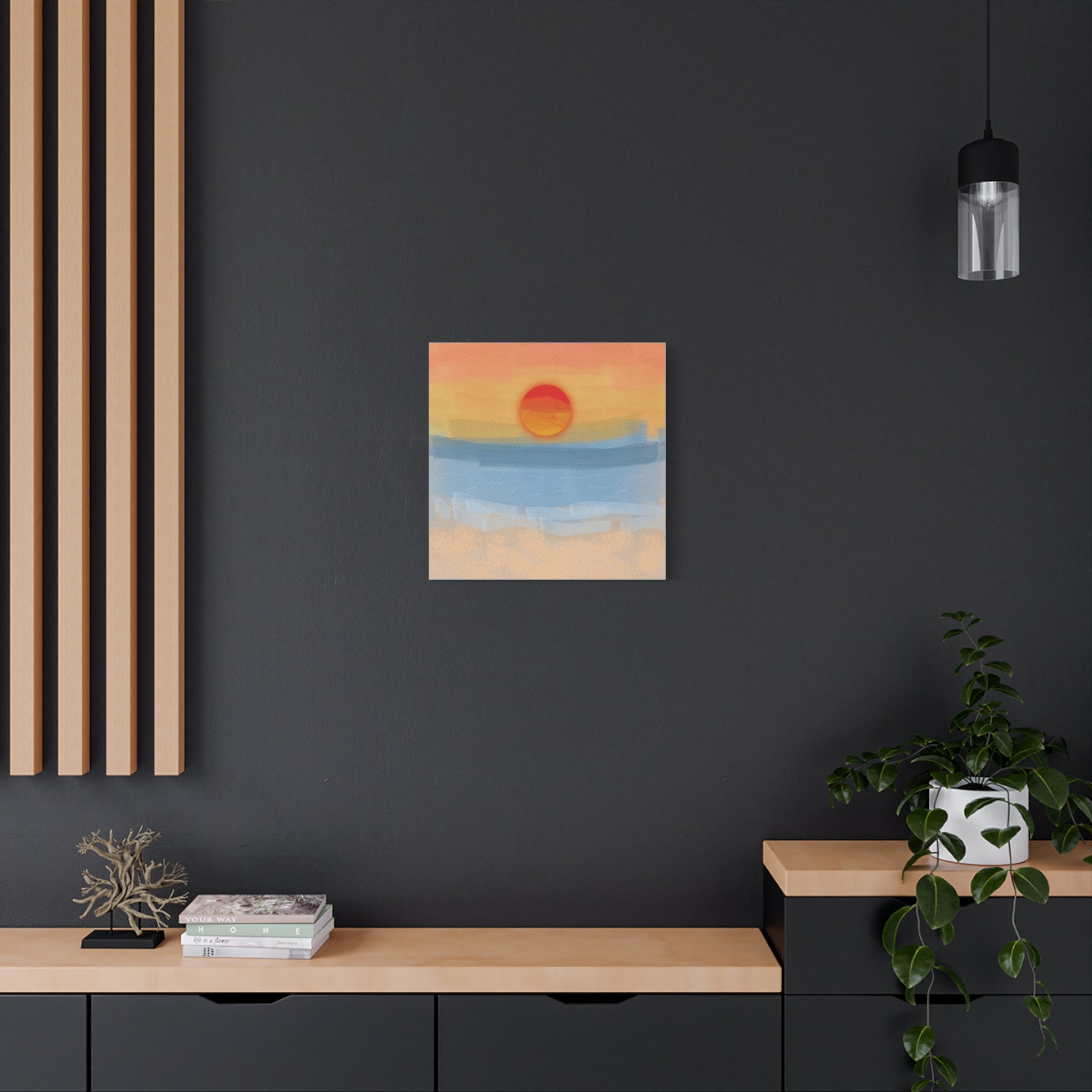Sunset Beach Matte Canvas Wall Art — Abstract Coastal Sunset Print