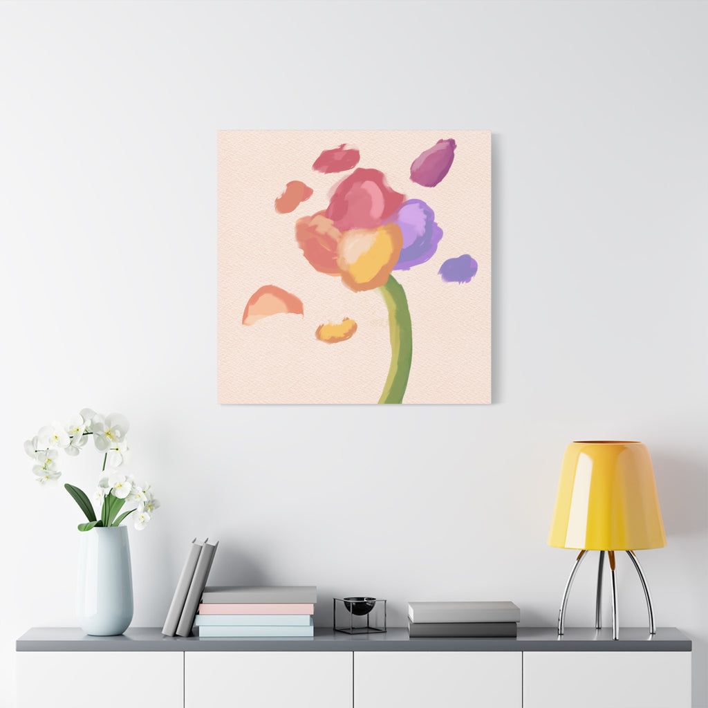 Abstract Watercolor Flower Canvas Print — Pastel Bloom Wall Art