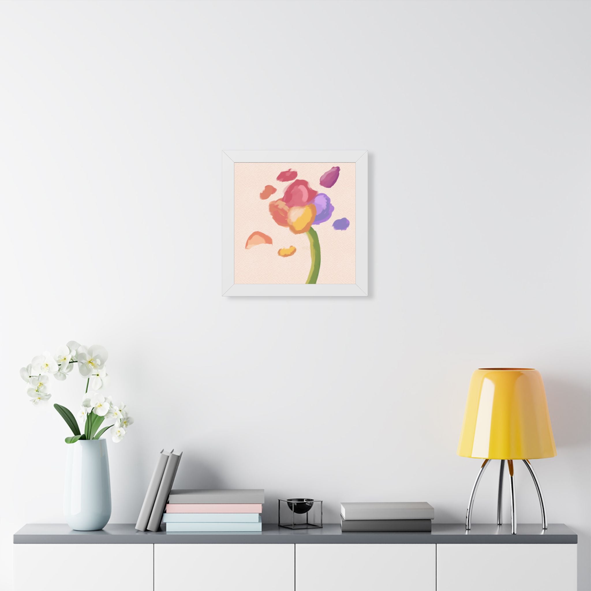 Abstract Floral Wall Art Framed Poster — Colorful Watercolor Flower Print