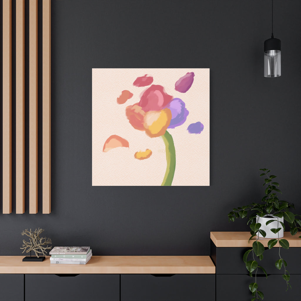 Abstract Watercolor Flower Canvas Print — Pastel Bloom Wall Art