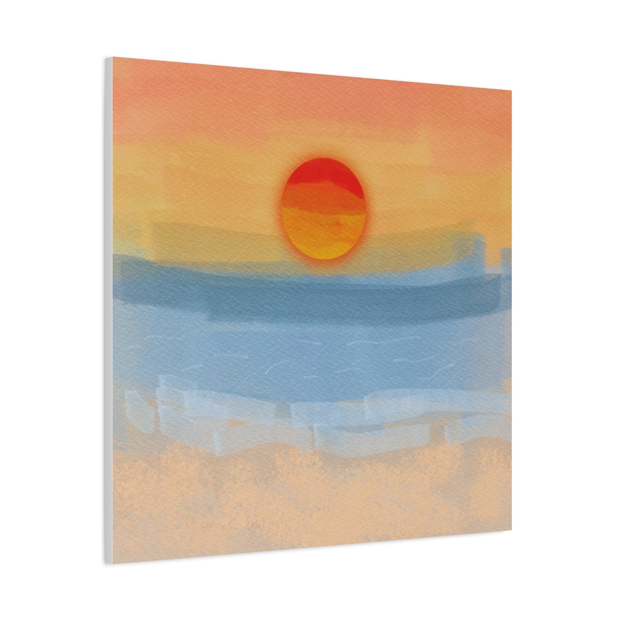 Sunset Beach Matte Canvas Wall Art — Abstract Coastal Sunset Print