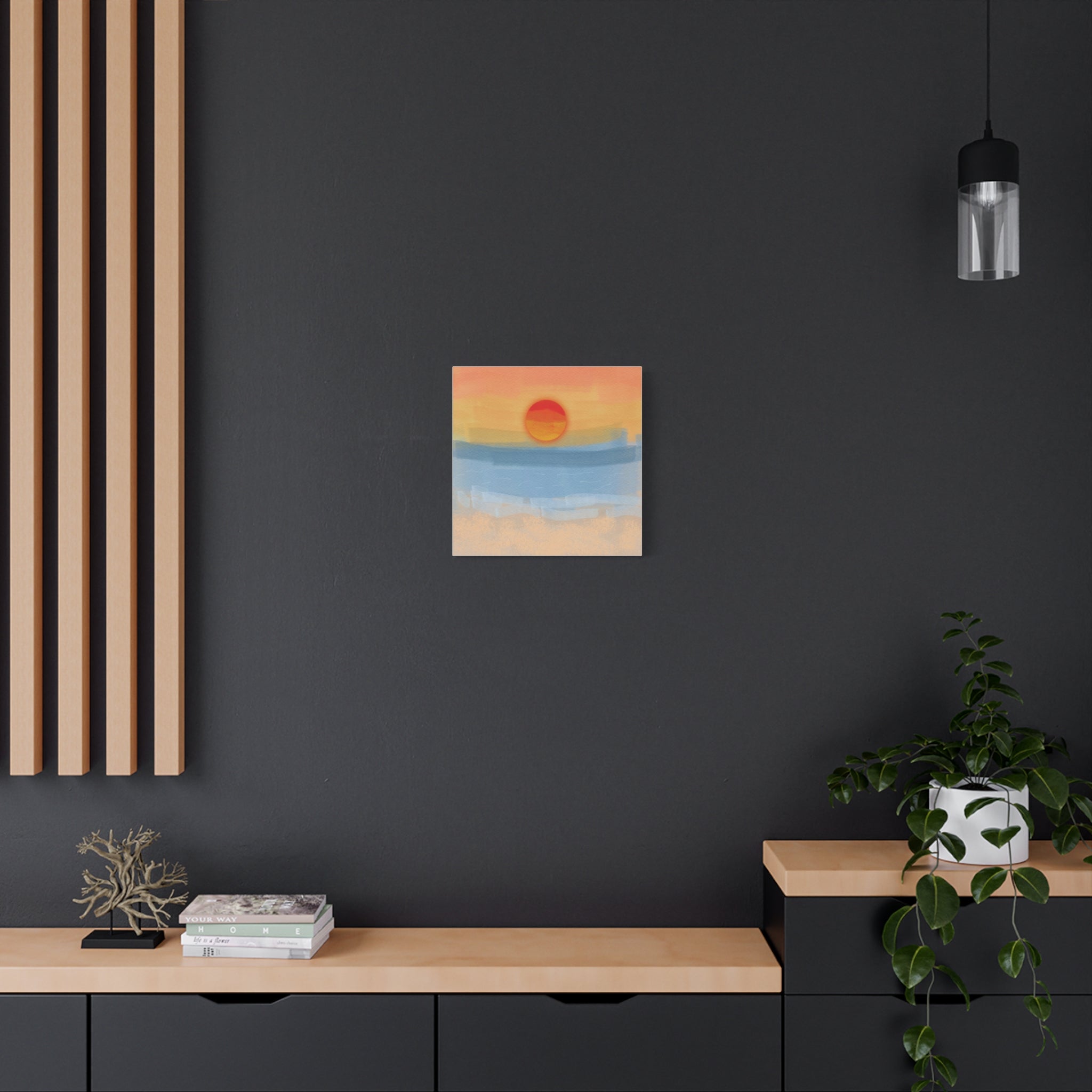 Sunset Beach Matte Canvas Wall Art — Abstract Coastal Sunset Print