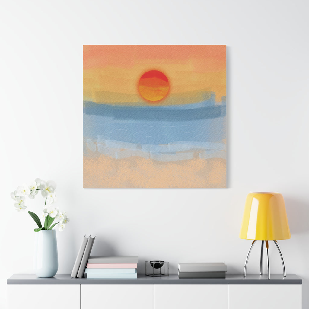 Sunset Beach Matte Canvas Wall Art — Abstract Coastal Sunset Print