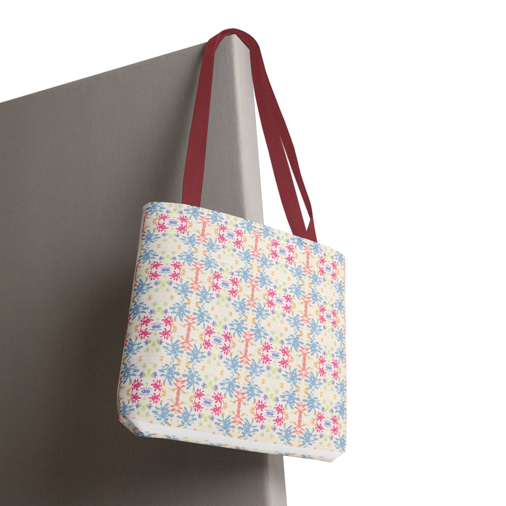 Blue Floral Pastel Pattern Tote Bag — Lightweight All-Over-Print Shoppern.