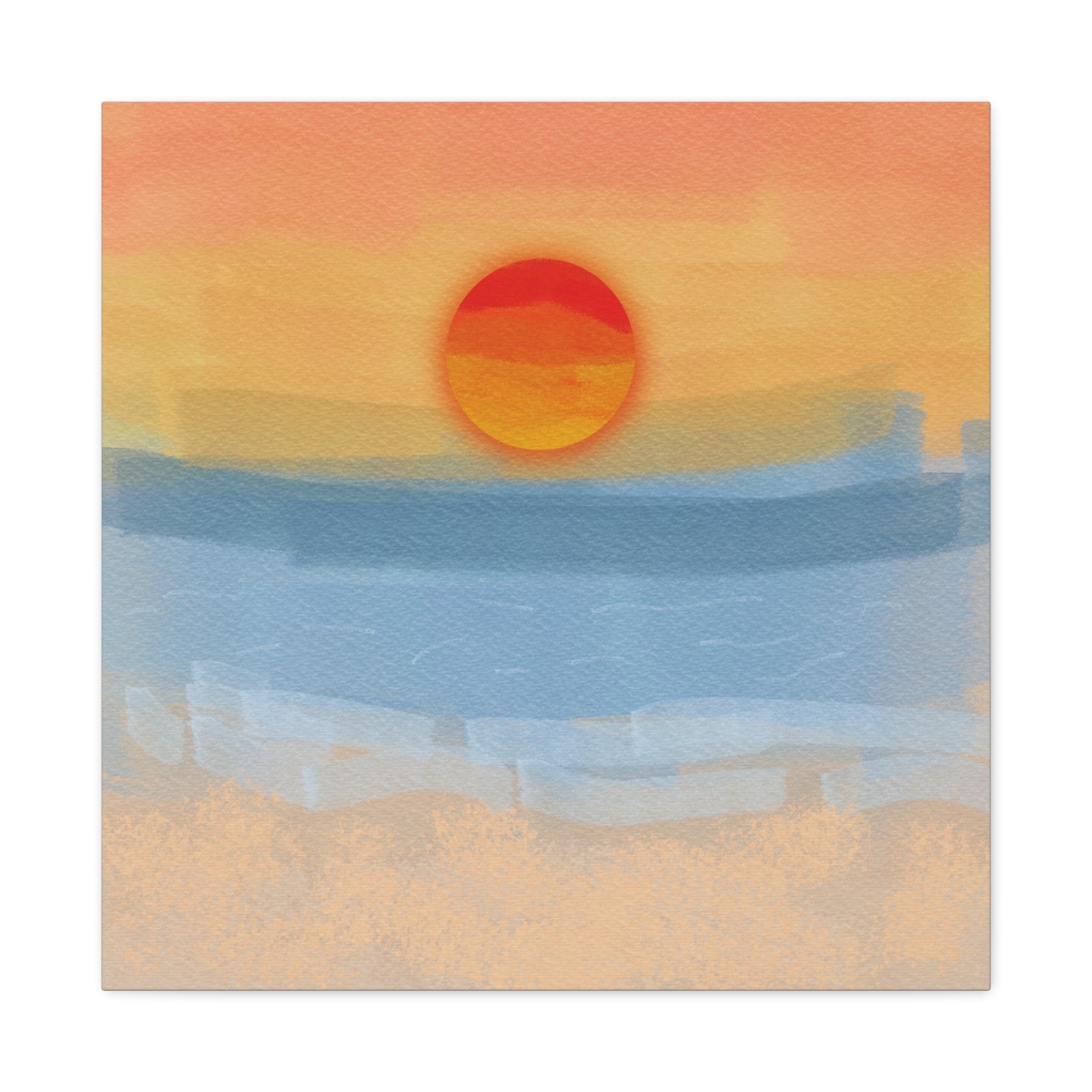 Sunset Beach Matte Canvas Wall Art — Abstract Coastal Sunset Print