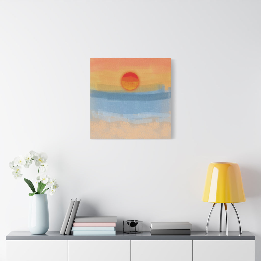 Sunset Beach Matte Canvas Wall Art — Abstract Coastal Sunset Print