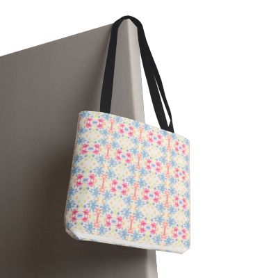 Blue Floral Pastel Pattern Tote Bag — Lightweight All-Over-Print Shoppern.