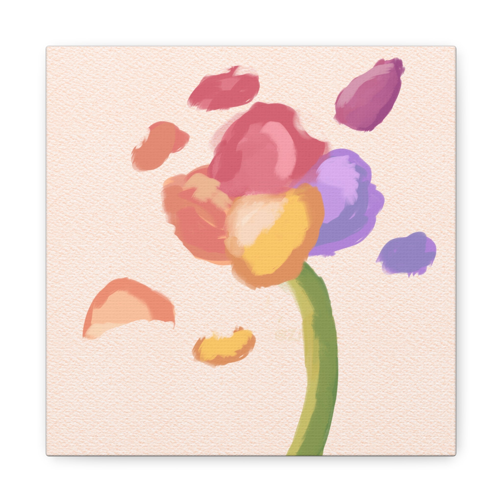 Abstract Watercolor Flower Canvas Print — Pastel Bloom Wall Art