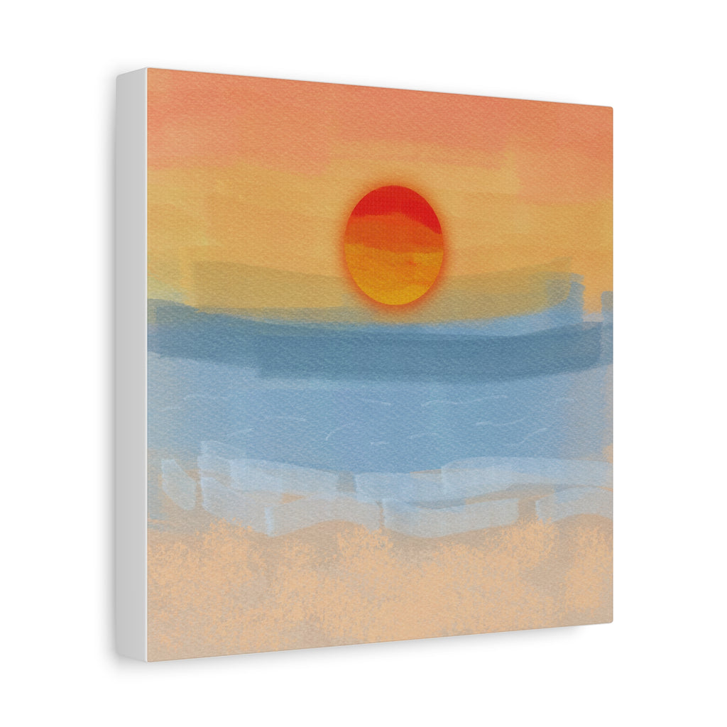Sunset Beach Matte Canvas Wall Art — Abstract Coastal Sunset Print