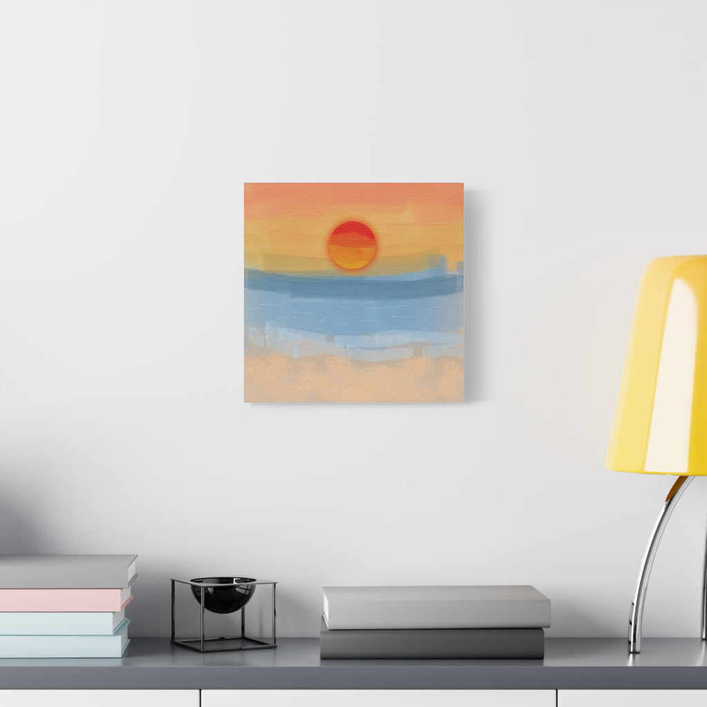 Sunset Beach Matte Canvas Wall Art — Abstract Coastal Sunset Print