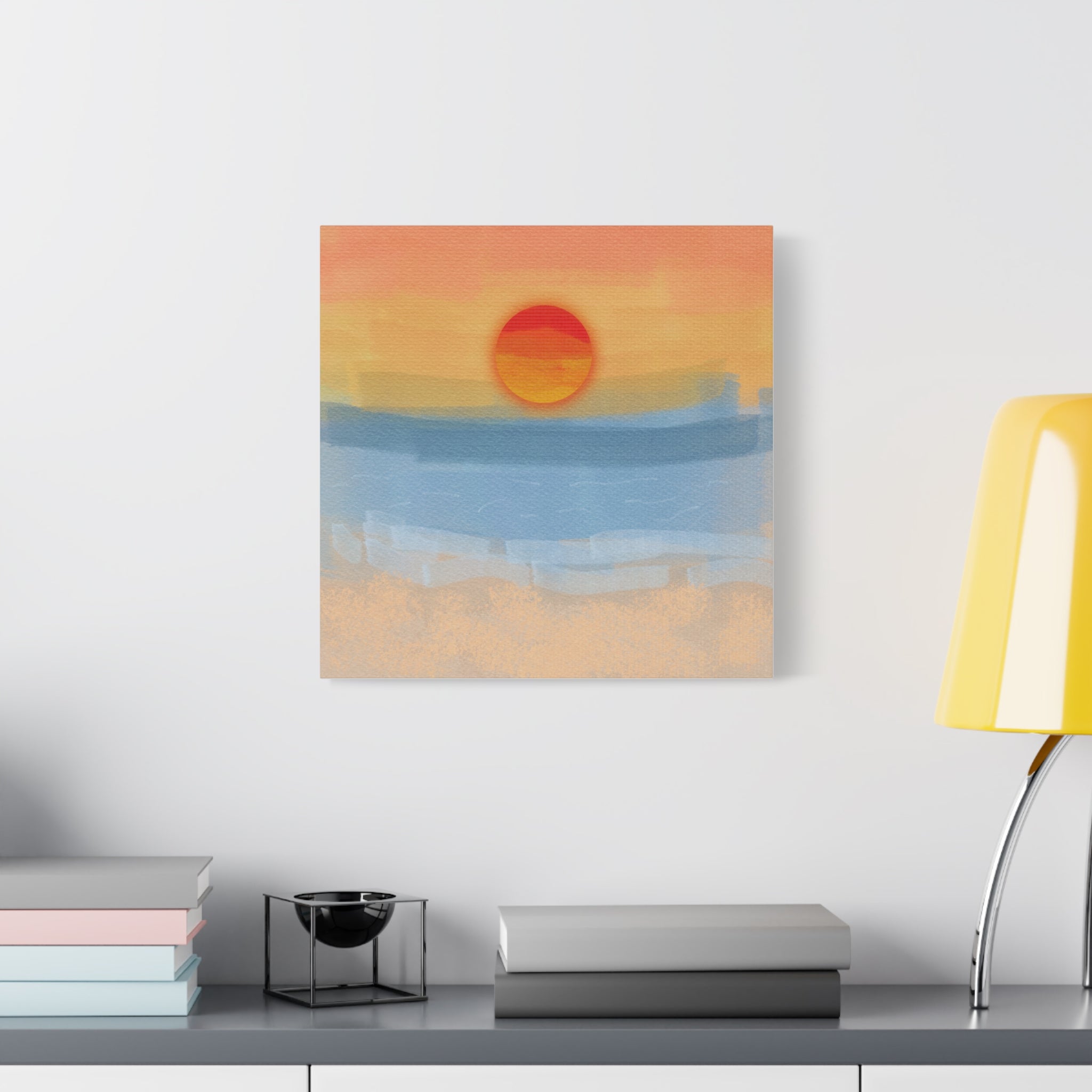 Sunset Beach Matte Canvas Wall Art — Abstract Coastal Sunset Print