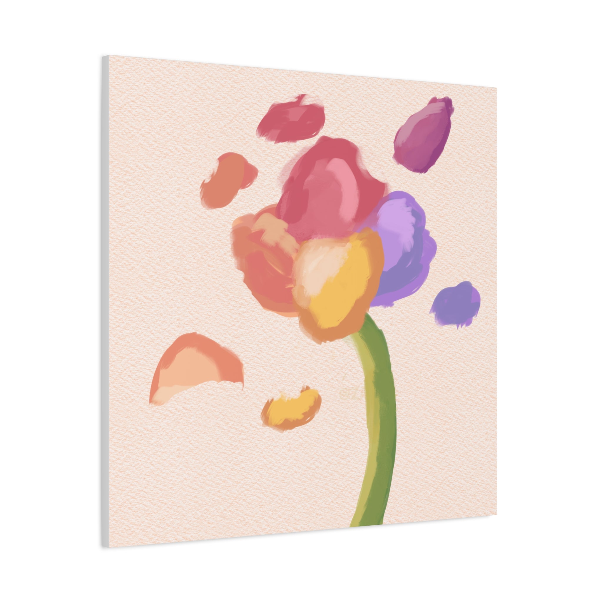 Abstract Watercolor Flower Canvas Print — Pastel Bloom Wall Art
