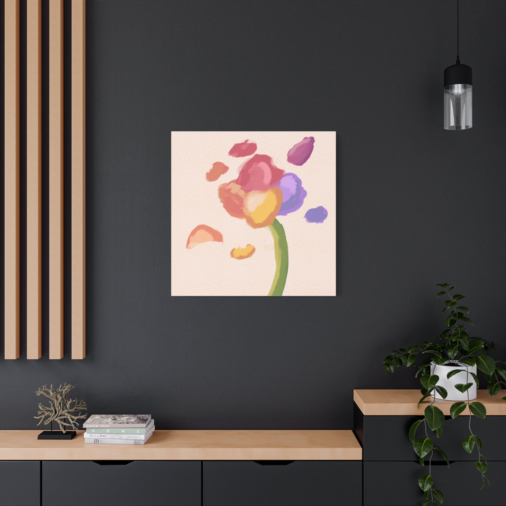 Abstract Watercolor Flower Canvas Print — Pastel Bloom Wall Art