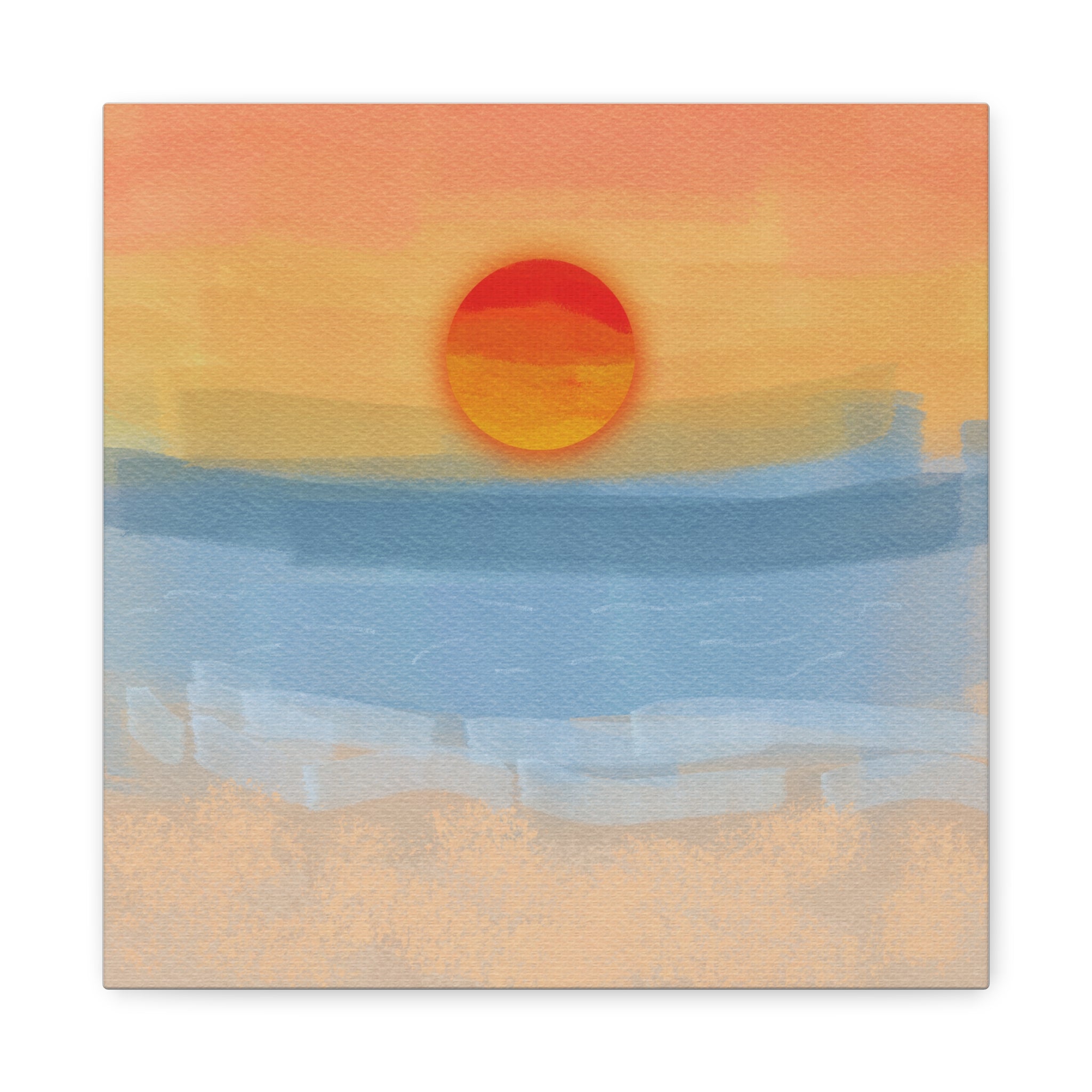 Sunset Beach Matte Canvas Wall Art — Abstract Coastal Sunset Print