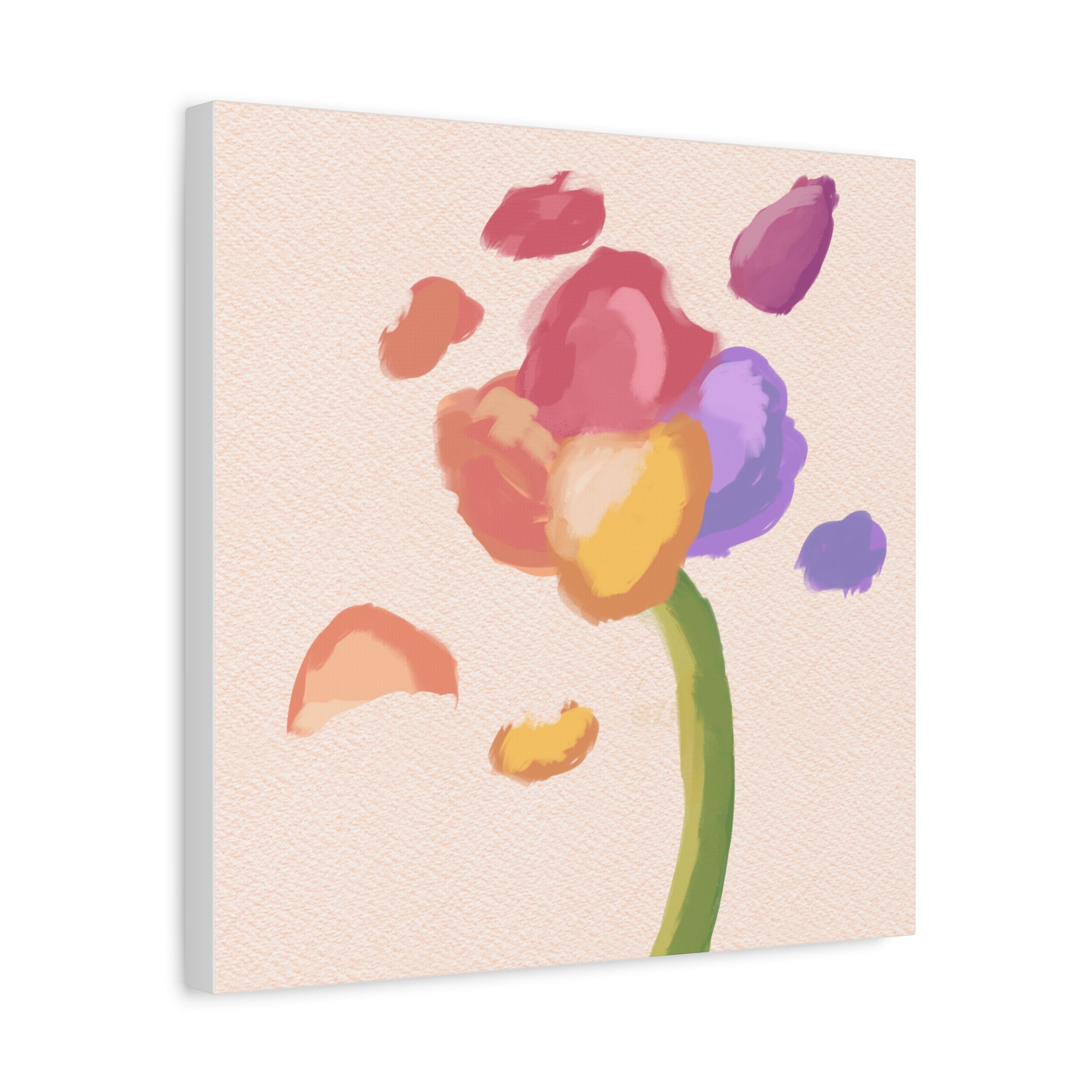 Abstract Watercolor Flower Canvas Print — Pastel Bloom Wall Art