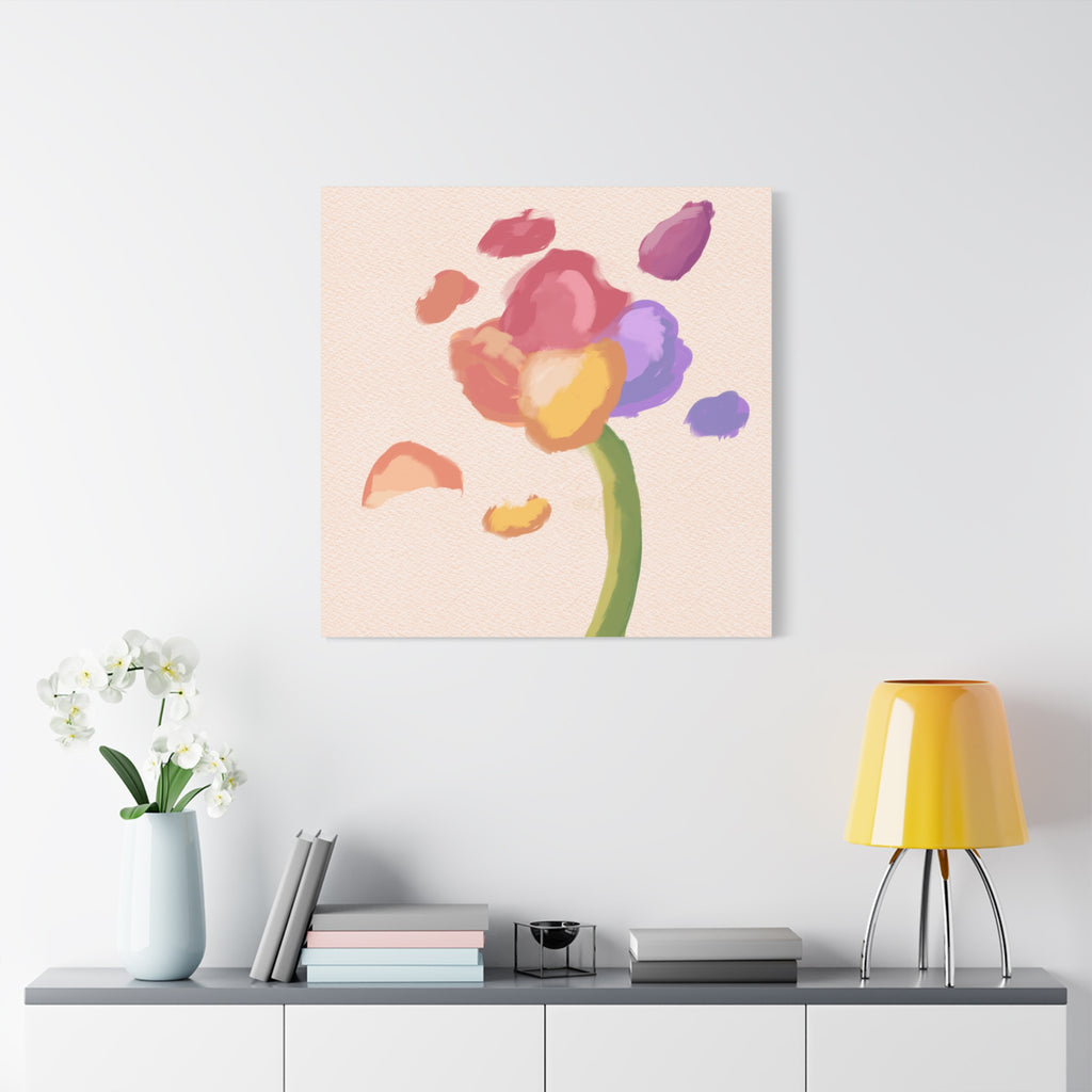 Abstract Watercolor Flower Canvas Print — Pastel Bloom Wall Art