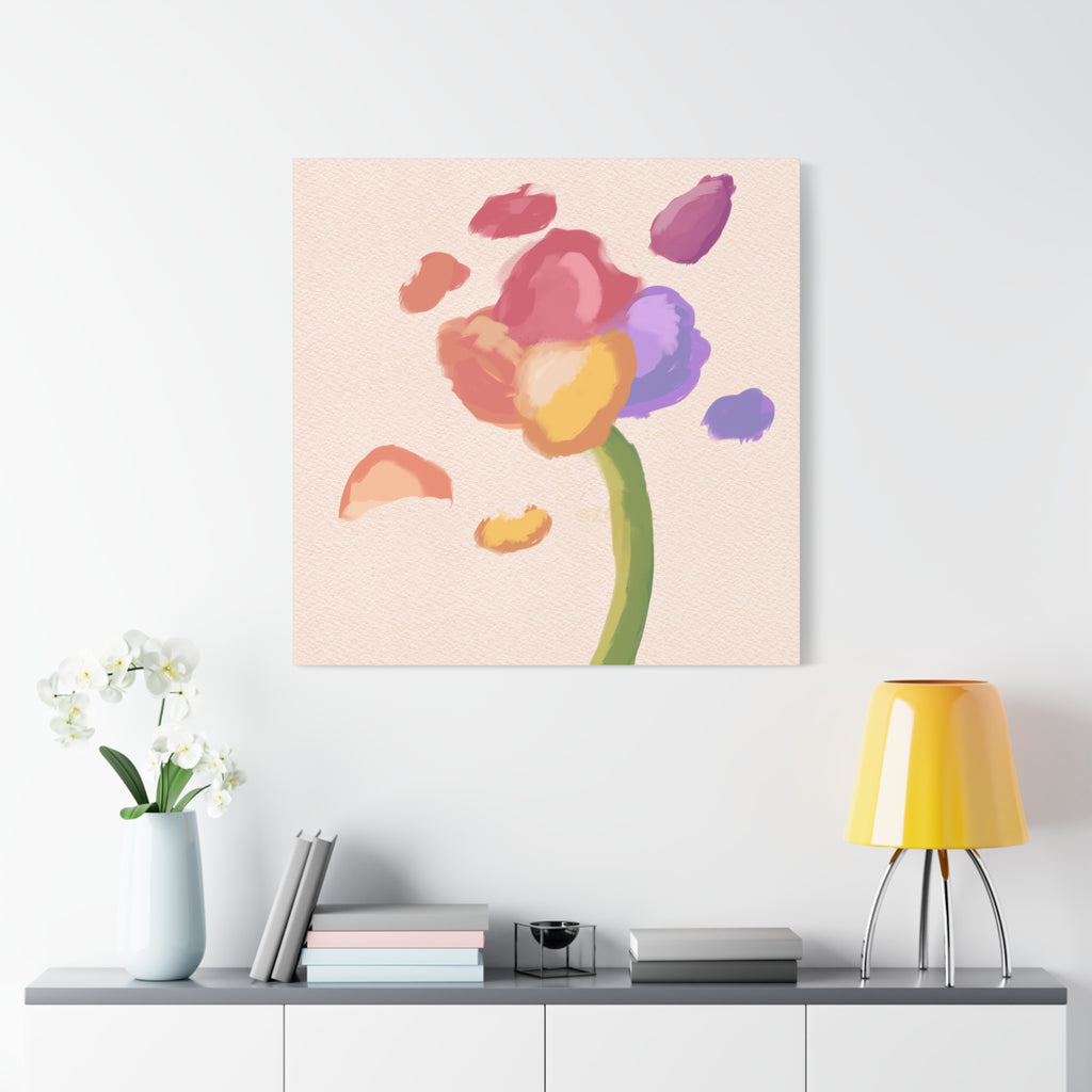 Abstract Watercolor Flower Canvas Print — Pastel Bloom Wall Art