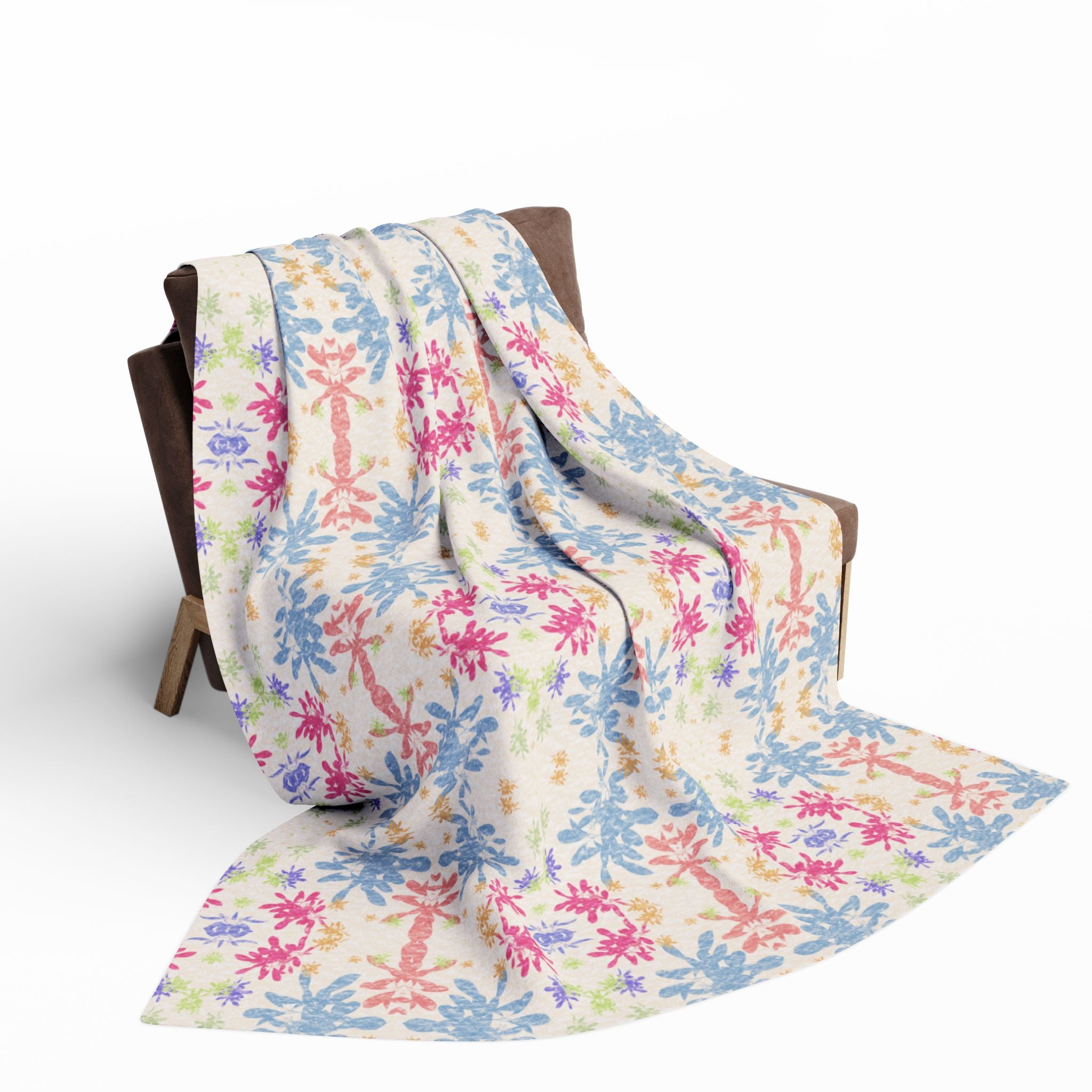 Blue Arctic Fleece Blanket — Pastel Snowflake Pattern Cozy Throw