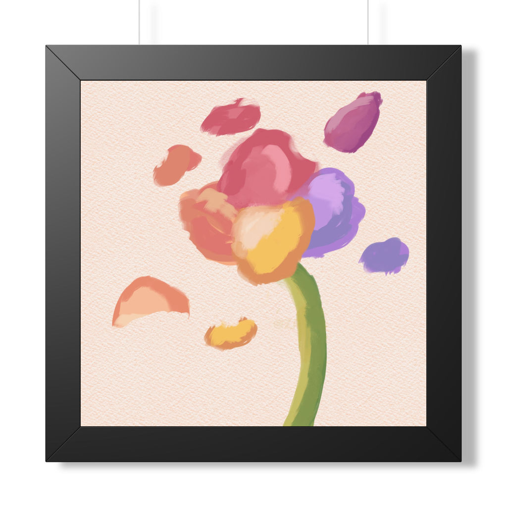 Abstract Floral Wall Art Framed Poster — Colorful Watercolor Flower Print