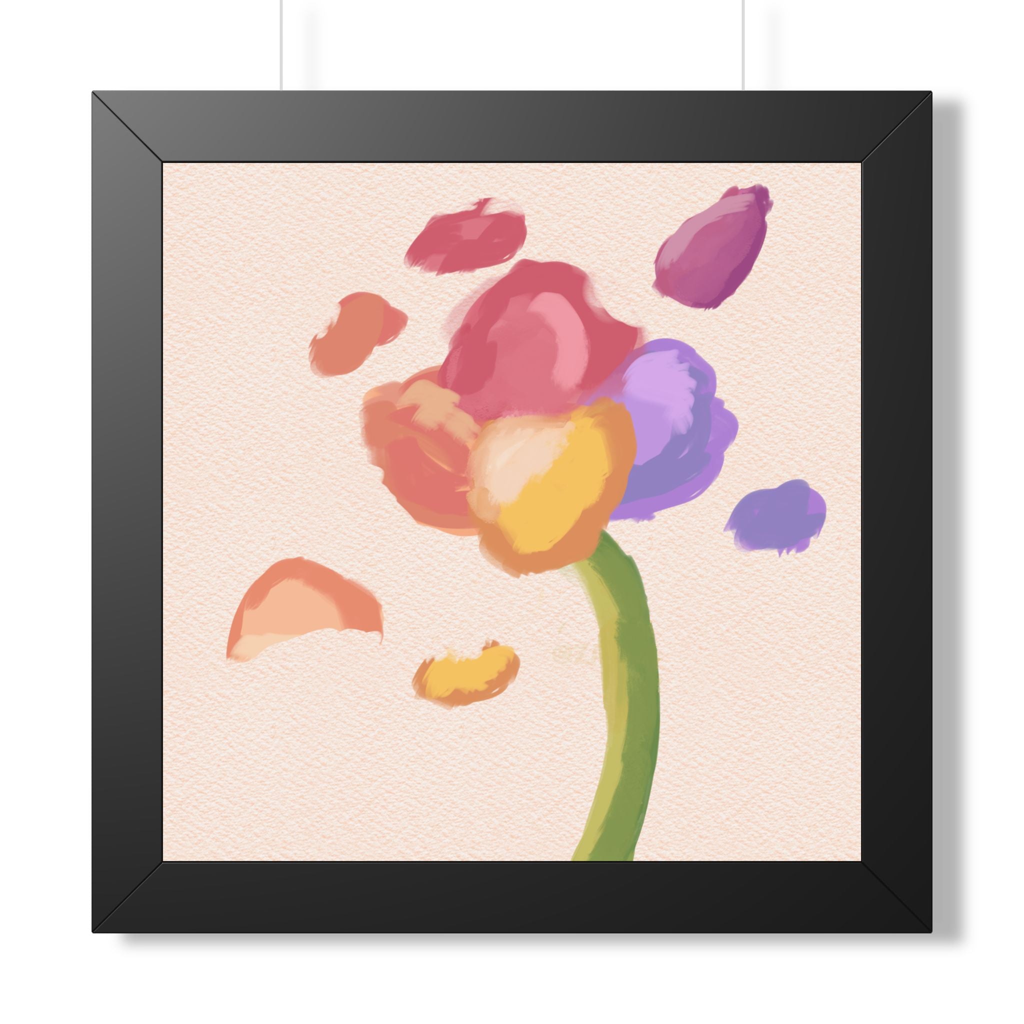 Abstract Floral Wall Art Framed Poster — Colorful Watercolor Flower Print