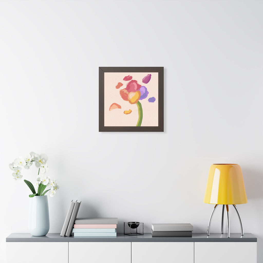 Abstract Floral Wall Art Framed Poster — Colorful Watercolor Flower Print