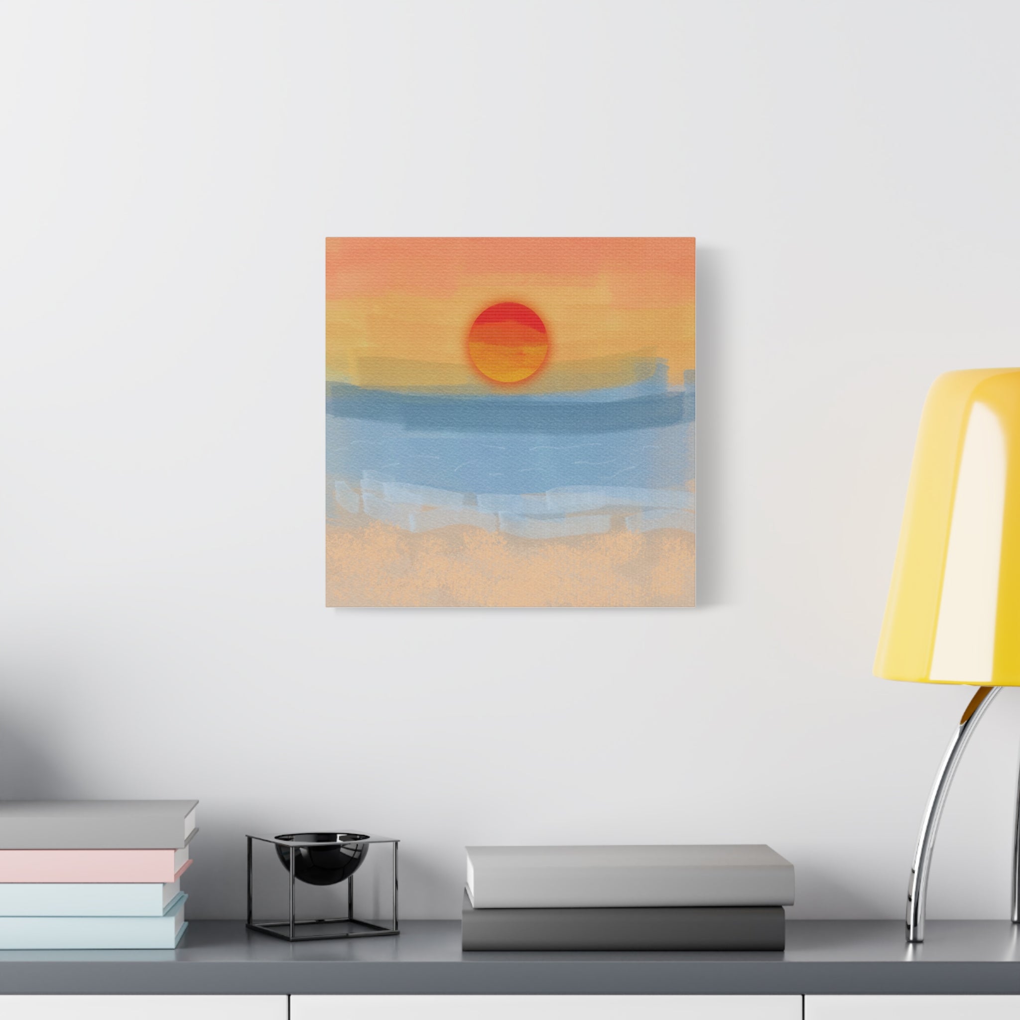 Sunset Beach Matte Canvas Wall Art — Abstract Coastal Sunset Print
