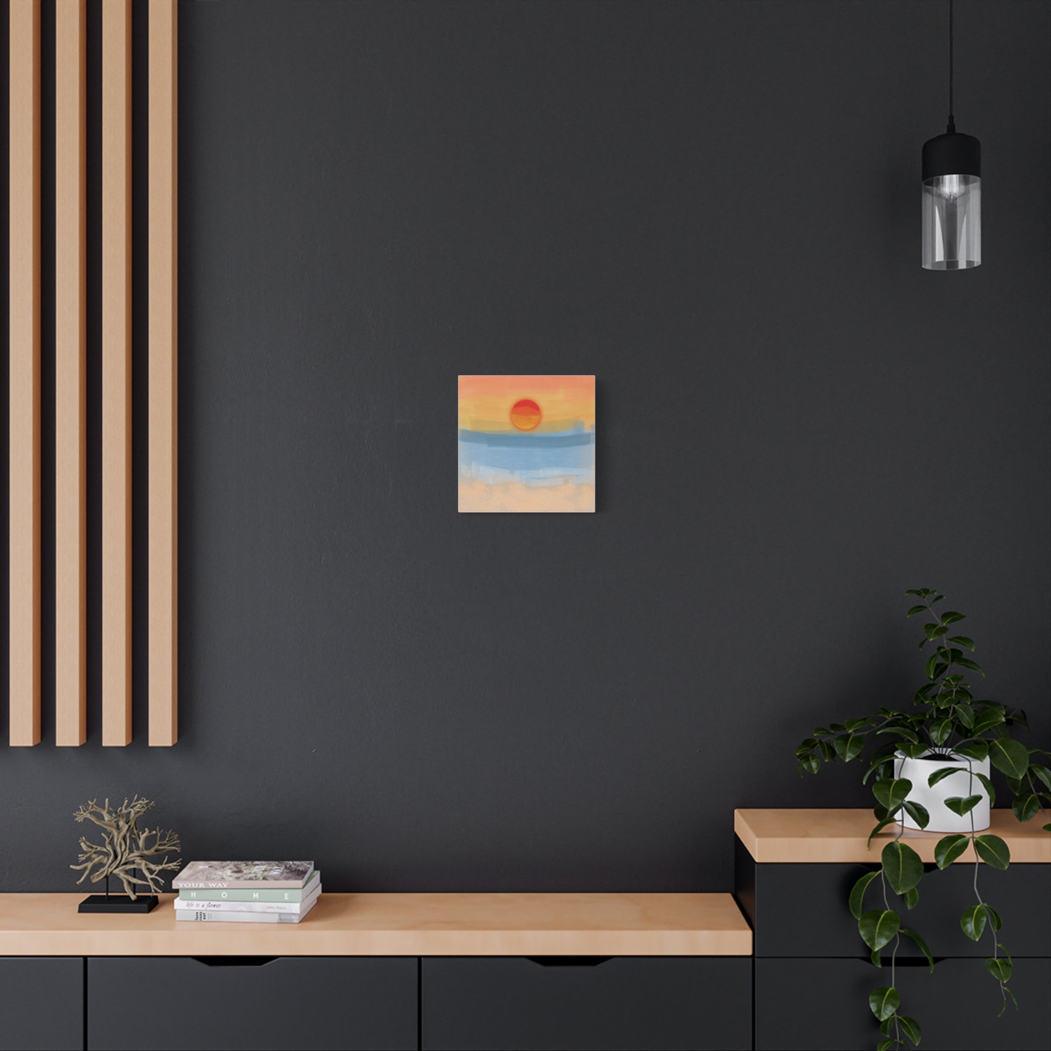 Sunset Beach Matte Canvas Wall Art — Abstract Coastal Sunset Print