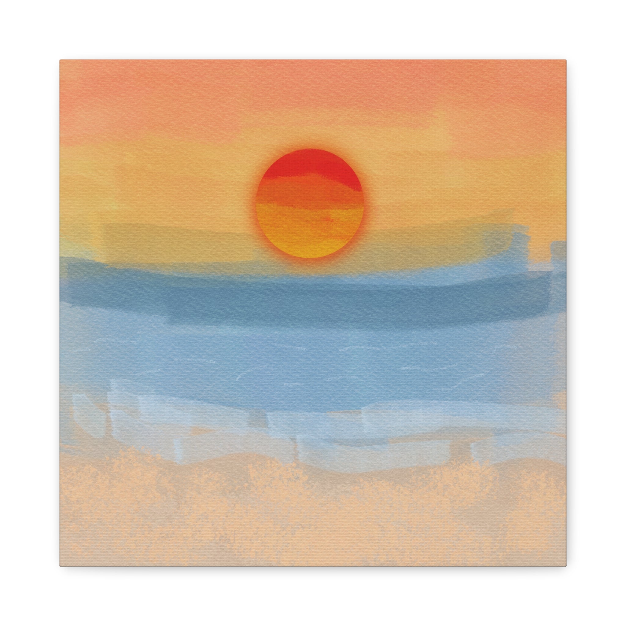 Sunset Beach Matte Canvas Wall Art — Abstract Coastal Sunset Print